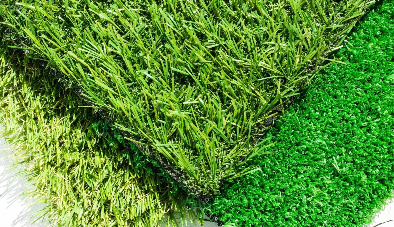 Professional sports turf samples showing variety of artificial grass types